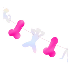 Pink and white bachelorette banner with playful shapes from Parte Haus party supply store in Bethesda Maryland