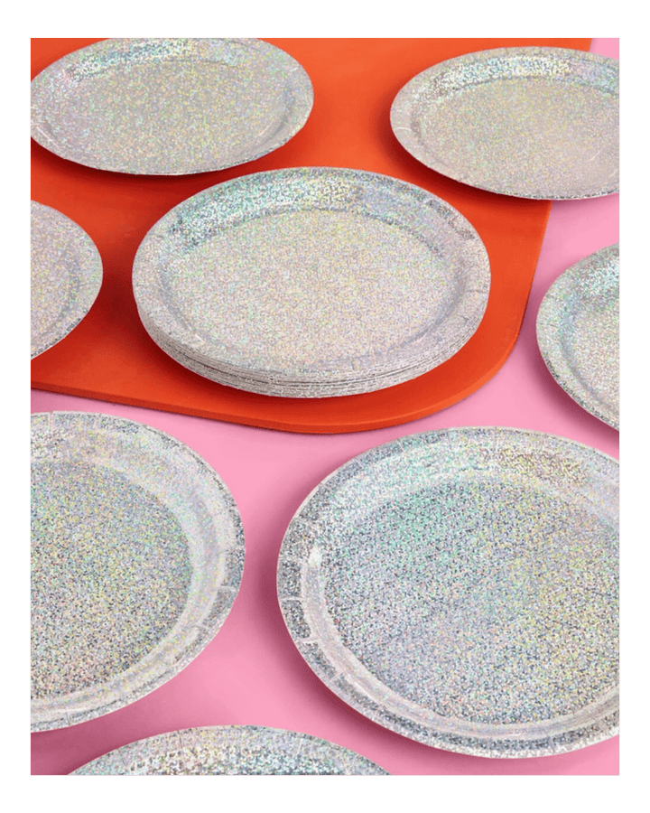 Silver Holographic Large Dinner Plates