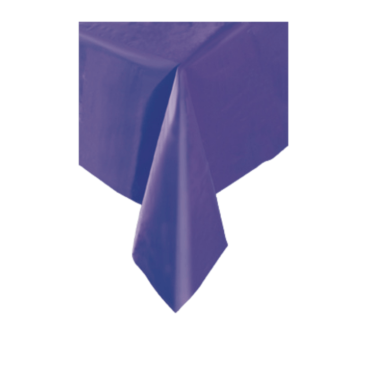 Purple table cover with smooth finish birthday theme from Parte Haus party supply store in Bethesda MD.