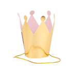 Gold pink crown hat for birthday celebration from Parte Haus party supply store in Bethesda Maryland