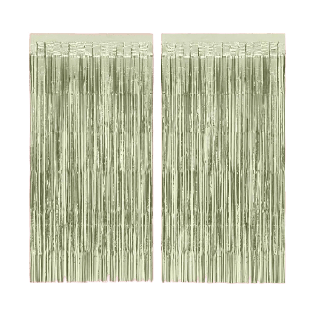 Gold fringe curtain shiny photo backdrop birthday from Parte Haus party supply store in Bethesda Maryland