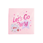 Pink Lets Go Party napkin with star pattern for celebration theme from Parte Haus party supply store in Bethesda Maryland