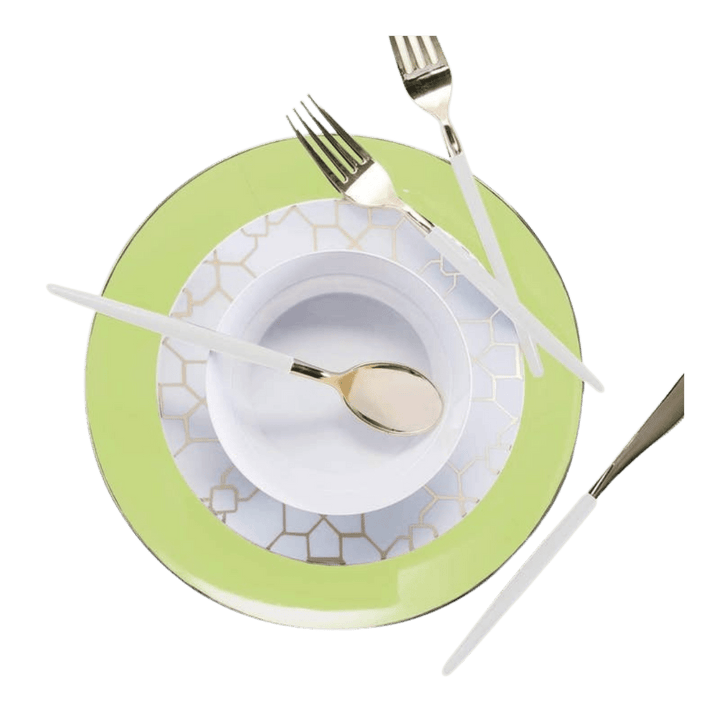 Lime and Gold Plastic Plates - 2 Sizes