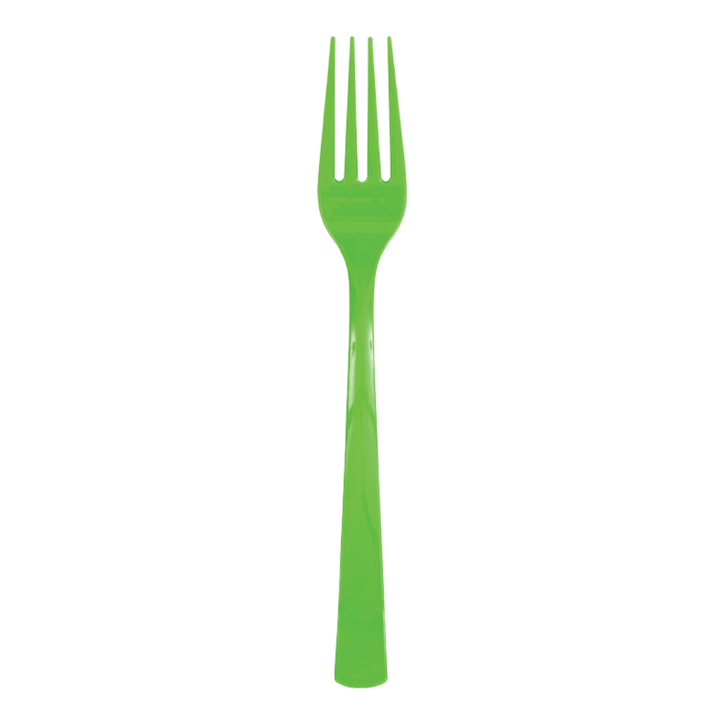 Green plastic fork for birthdays from Parte Haus party supply store in Bethesda Maryland