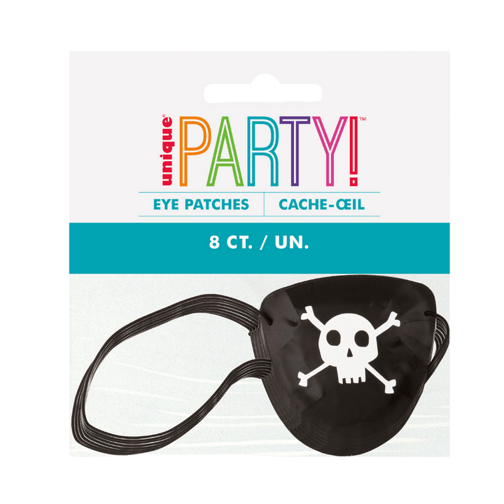 Black pirate eye patch with skull and crossbones for pirate theme from Parte Haus party supply store in Bethesda MD