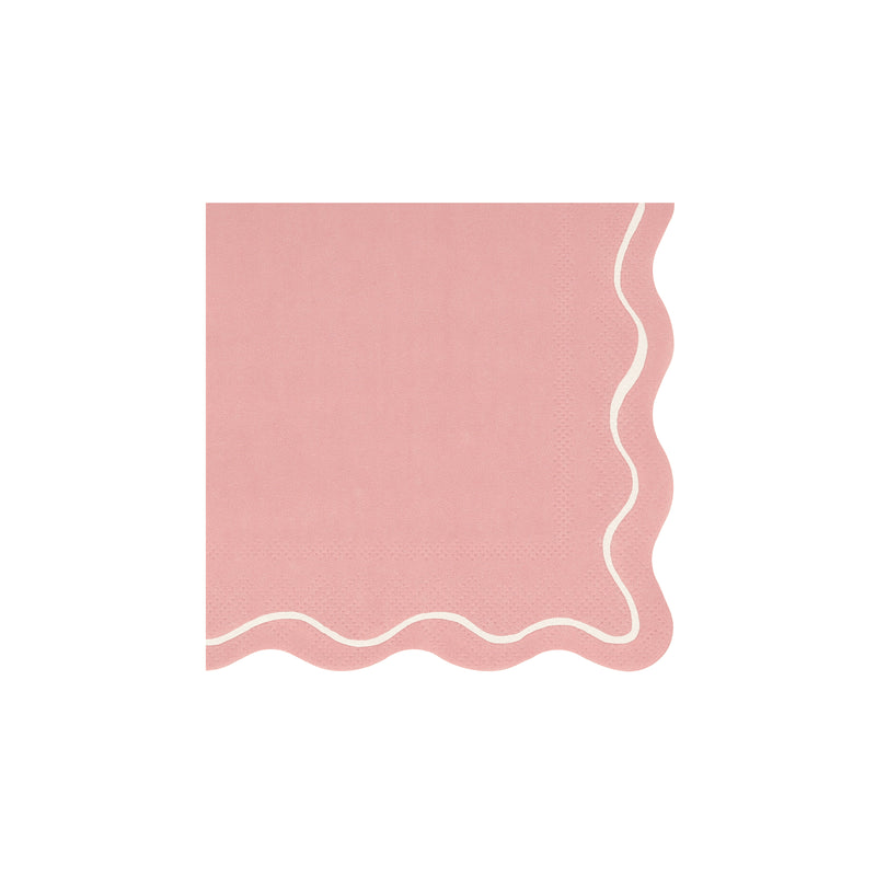 Pink napkin with wavy white border elegant tableware for celebrations from Parte Haus party supply store in Bethesda MD