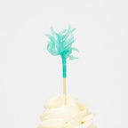 Teal cupcake topper with frilled paper festive detail from Parte Haus party supply store in Bethesda Maryland