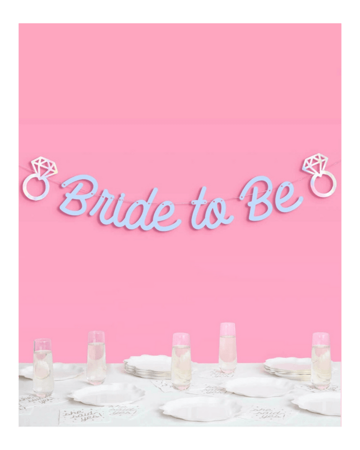 Blue "Bride To Be" Bachelorette Foil Banner
