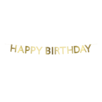 Gold banner happy birthday garland birthday theme from Parte Haus party supply store in Bethesda, Maryland.