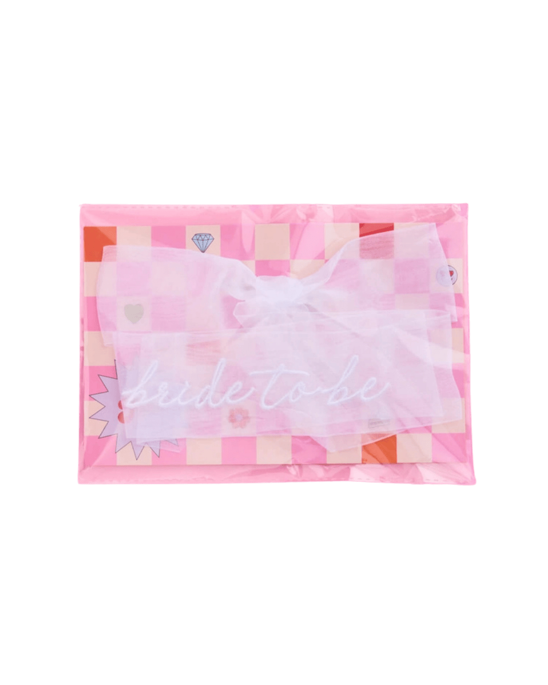 Pink bride to be sash with white script for bachelorette celebration from Parte Haus party supply store in Bethesda MD