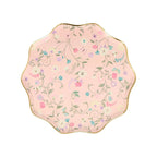 Pink floral scalloped plate with gold trim for spring garden event from Parte Haus party supply store in Bethesda MD