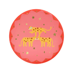 Pink leopard paper plate with gold stars circus theme from Parte Haus party supply store in Bethesda Maryland