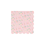 Pink floral napkin with scalloped edge for spring parties from Parte Haus party supply store in Bethesda MD.