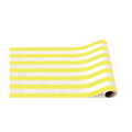 Yellow striped table runner rolled for birthday decoration from Parte Haus party supply store in Bethesda Maryland
