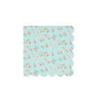 Blue floral napkin with scalloped edge for spring events from Parte Haus party supply store in Bethesda Maryland