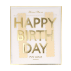 Gold happy birthday garland with scalloped edges birthday theme from Parte Haus party supply store in Bethesda Maryland