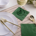 Green napkin elegant table setting for dinner party from Parte Haus party supply store in Bethesda MD