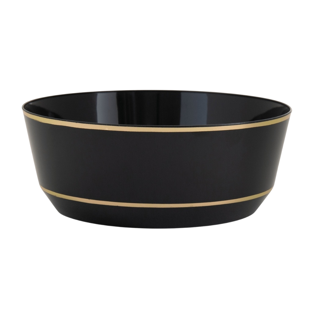 Black and gold bowl elegant tableware for celebration from Parte Haus party supply store in Bethesda Maryland