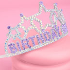 Purple rhinestone birthday tiara with star accents for birthday theme from Parte Haus party supply store in Bethesda MD