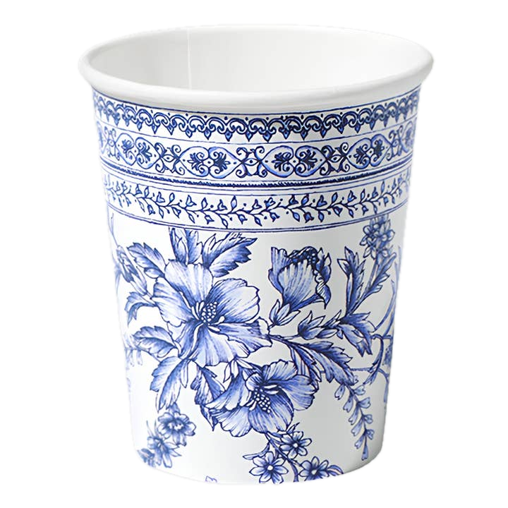 Blue Floral French Paper Cups