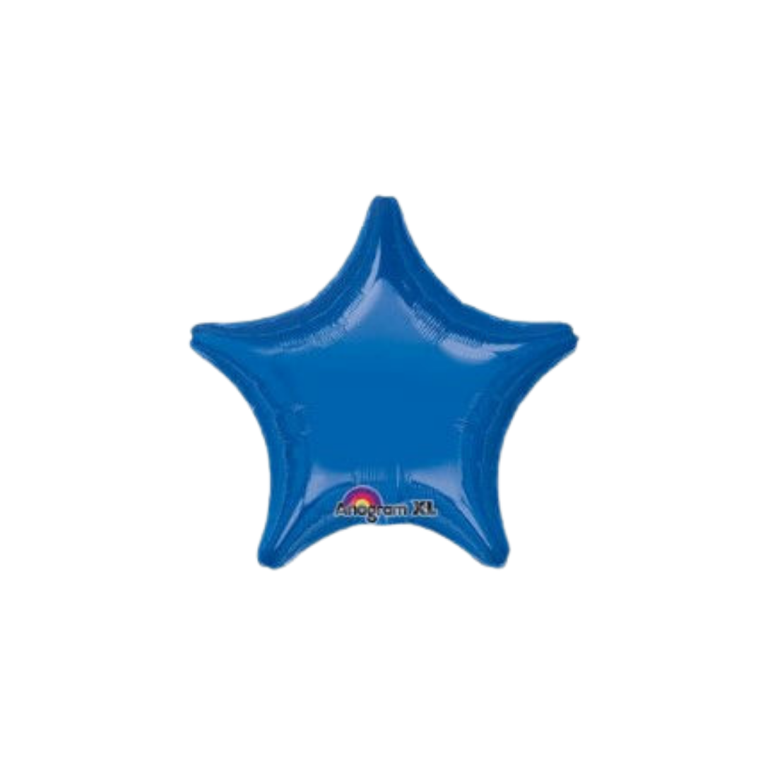 Dark blue 18in star foil balloon for birthday parties – from Parte Haus party supply store in Bethesda, Maryland.