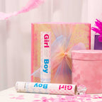 Pink and blue gender reveal confetti popper colorful gift box baby shower theme from Parte Haus party supply store in Bethesda MD