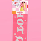 Pink birthday sash with bold white lettering and star graphics for bachelorette from Parte Haus party supply store in Bethesda MD