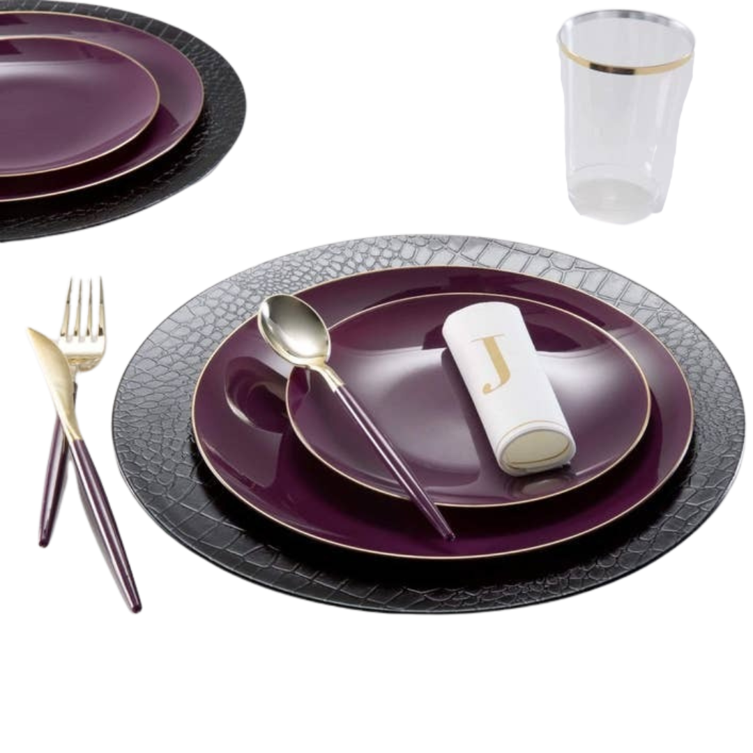 Black Snake Skin Look Round Charger Plate