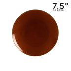Brown round plate simple design for fall or Thanksgiving from Parte Haus party supply store in Bethesda MD.