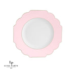 Pink and white scalloped paper plate elegant tableware for birthday celebration from Parte Haus party supply store in Bethesda MD