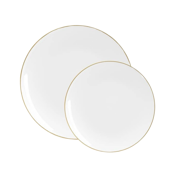 White Gold Rimmed Plastic Plates
