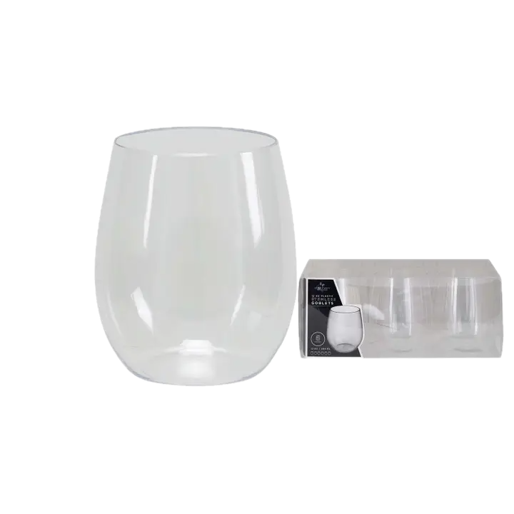 Clear Stemless Wine Goblets - 6 pcs