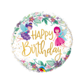 multicolor floral fairies foil balloon with happy birthday text for birthday from Parte Haus party supply store in Bethesda MD