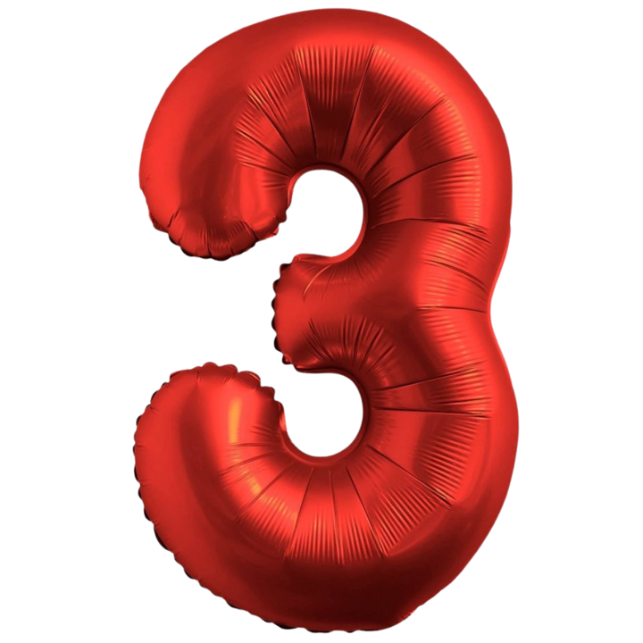 Chrome Red 0-9 Number Balloons, 34in