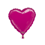 Fuchsia heart foil balloon with shiny surface for Valentines Day from Parte Haus party supply store in Bethesda MD