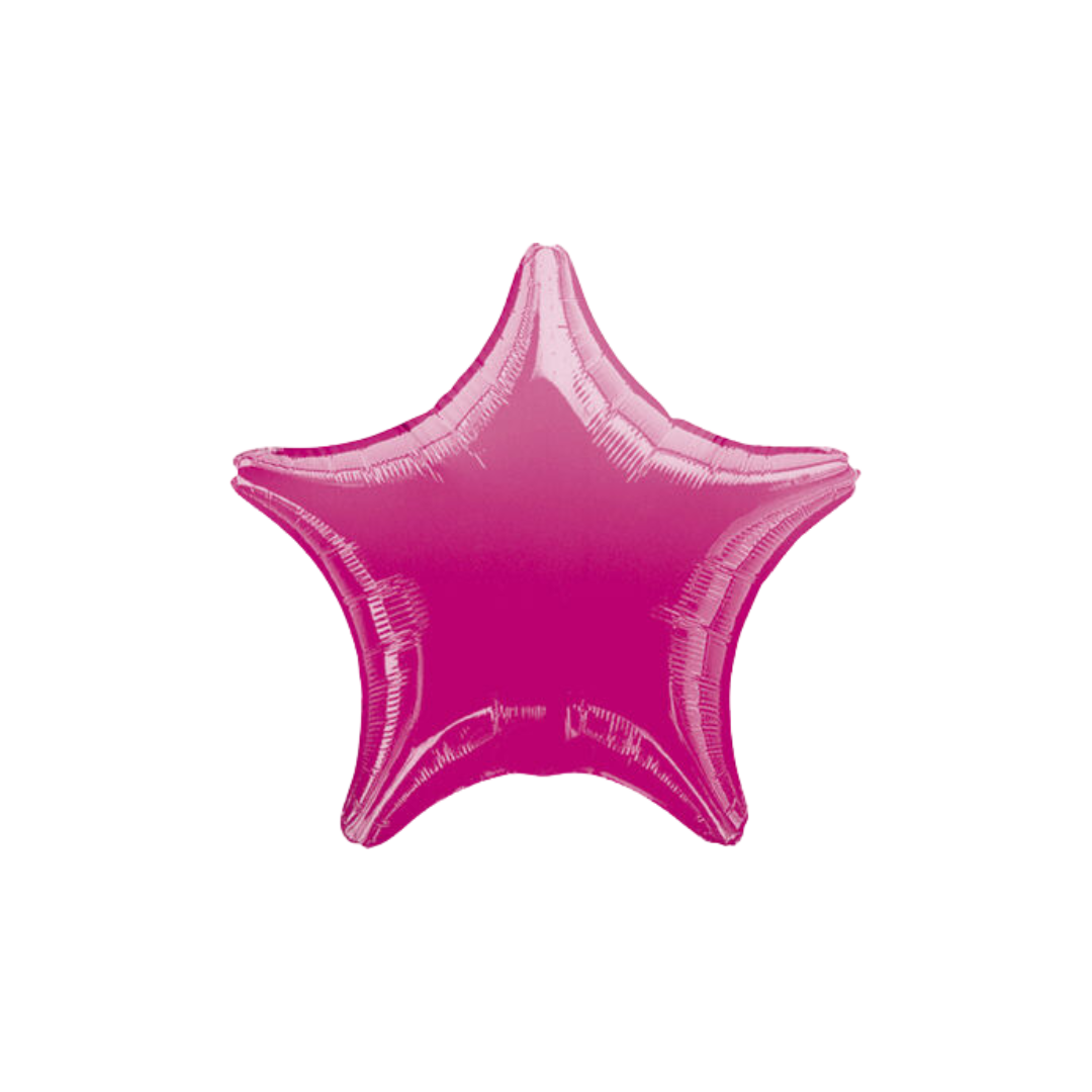 Fuchsia star foil balloon shiny shape for birthday from Parte Haus party supply store in Bethesda MD.