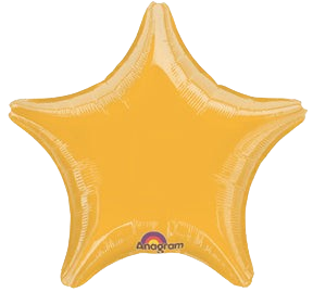 Gold star 18in foil balloon for birthday parties from Parte Haus party supply store in Bethesda, MD.