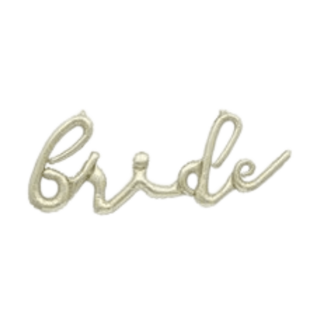 Gold bride foil balloon banner for bachelorette party from Parte Haus party supply store in Bethesda Maryland