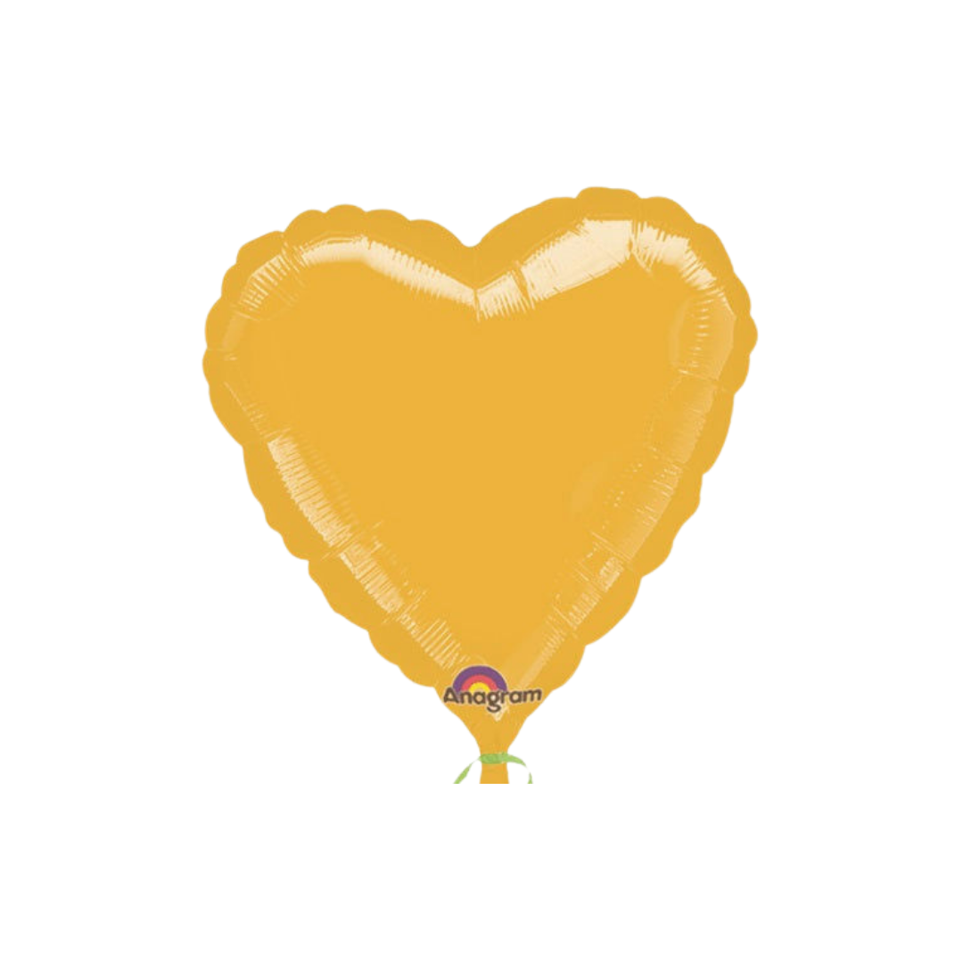 Gold heart foil balloon shiny finish birthday decoration from Parte Haus party supply store in Bethesda Maryland