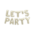 Gold foil balloon letter banner with lets party text for birthday from Parte Haus party supply store in Bethesda MD.
