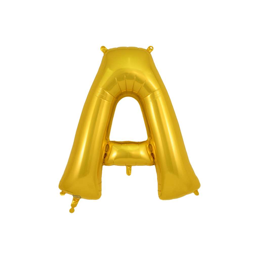 Gold letter A foil balloon for birthday party from Parte Haus party supply store in Bethesda MD