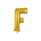 Gold letter F foil balloon for birthday from Parte Haus party supply store in Bethesda Maryland