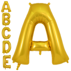 gold letter foil balloon shaped like A for birthday from Parte Haus party supply store in Bethesda Maryland