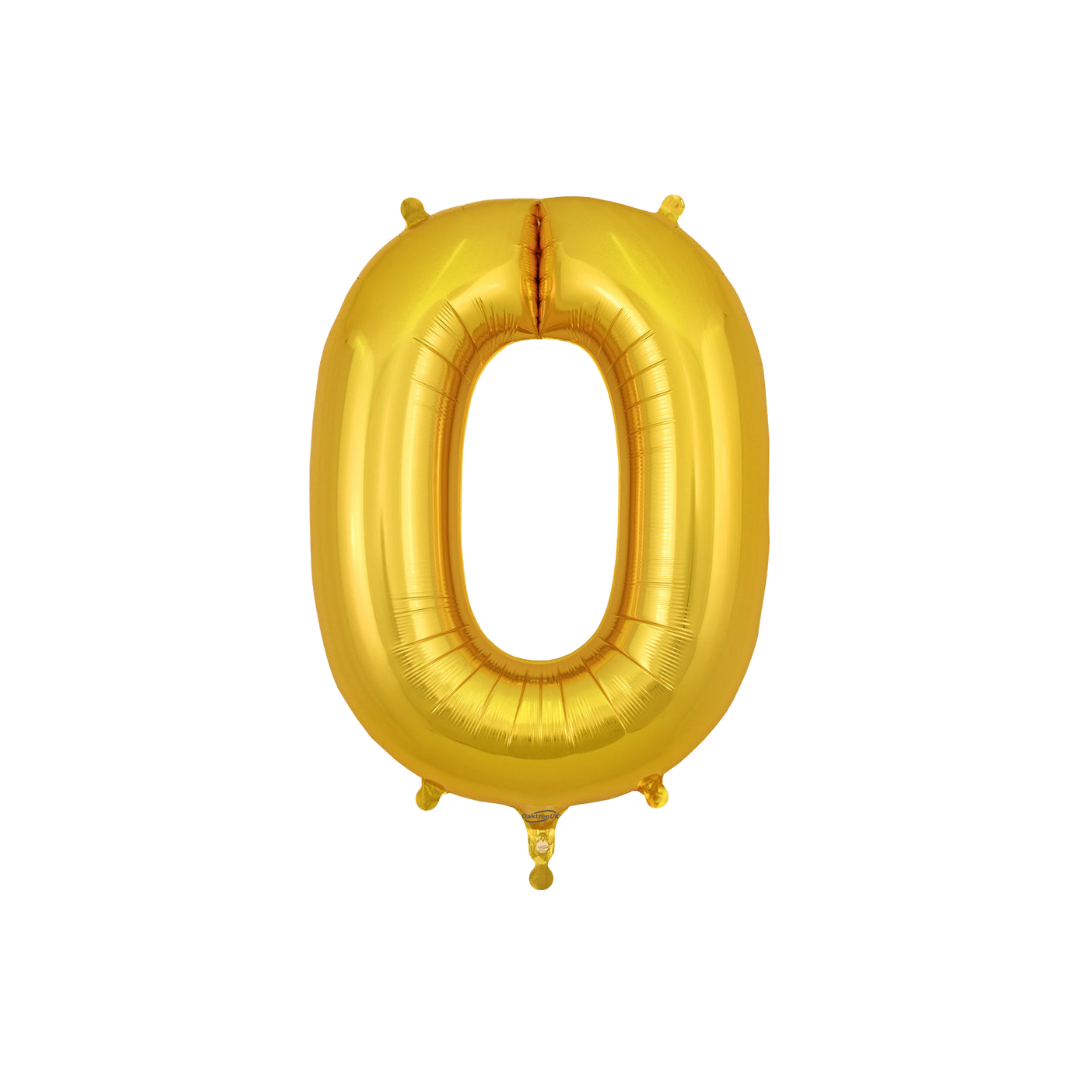 Gold 34in letter O foil balloon for birthday parties – from Parte Haus party supply store in Bethesda, Maryland.