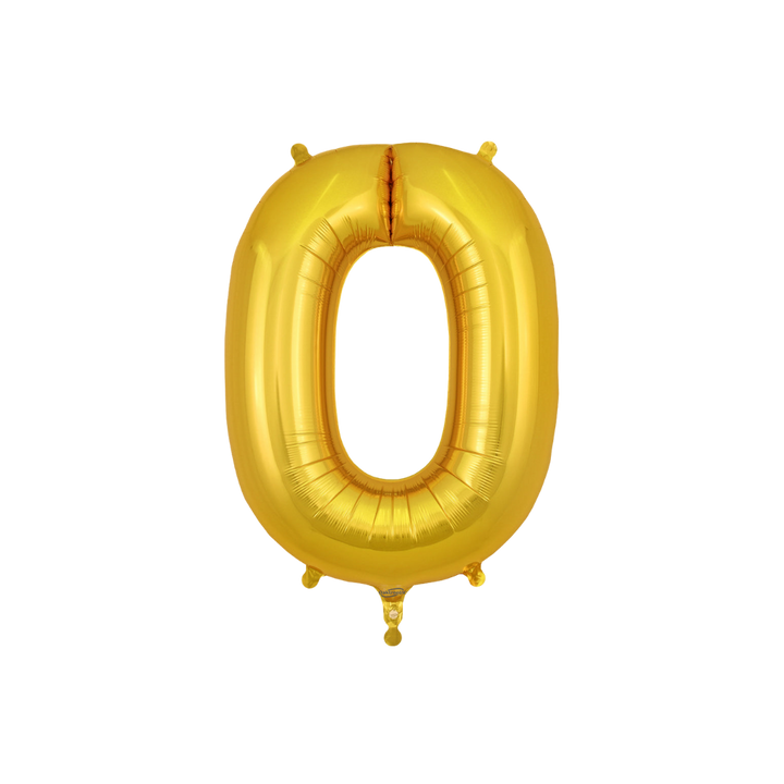 Gold 34in letter O foil balloon for birthday parties – from Parte Haus party supply store in Bethesda, Maryland.