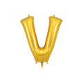 Gold letter V foil balloon for birthday from Parte Haus party supply store in Bethesda Maryland