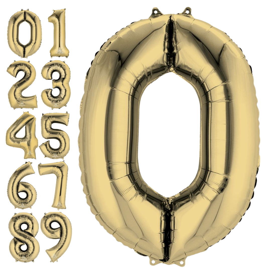 Gold number zero foil balloon for birthday decorations from Parte Haus party supply store in Bethesda MD