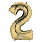 Gold number two foil balloon for birthday celebration from Parte Haus party supply store in Bethesda MD