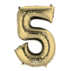 Gold number 5 foil balloon shiny birthday decoration from Parte Haus party supply store in Bethesda MD