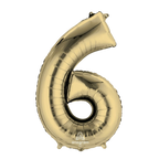 Gold number 6 foil balloon for birthday decor from Parte Haus party supply store in Bethesda Maryland
